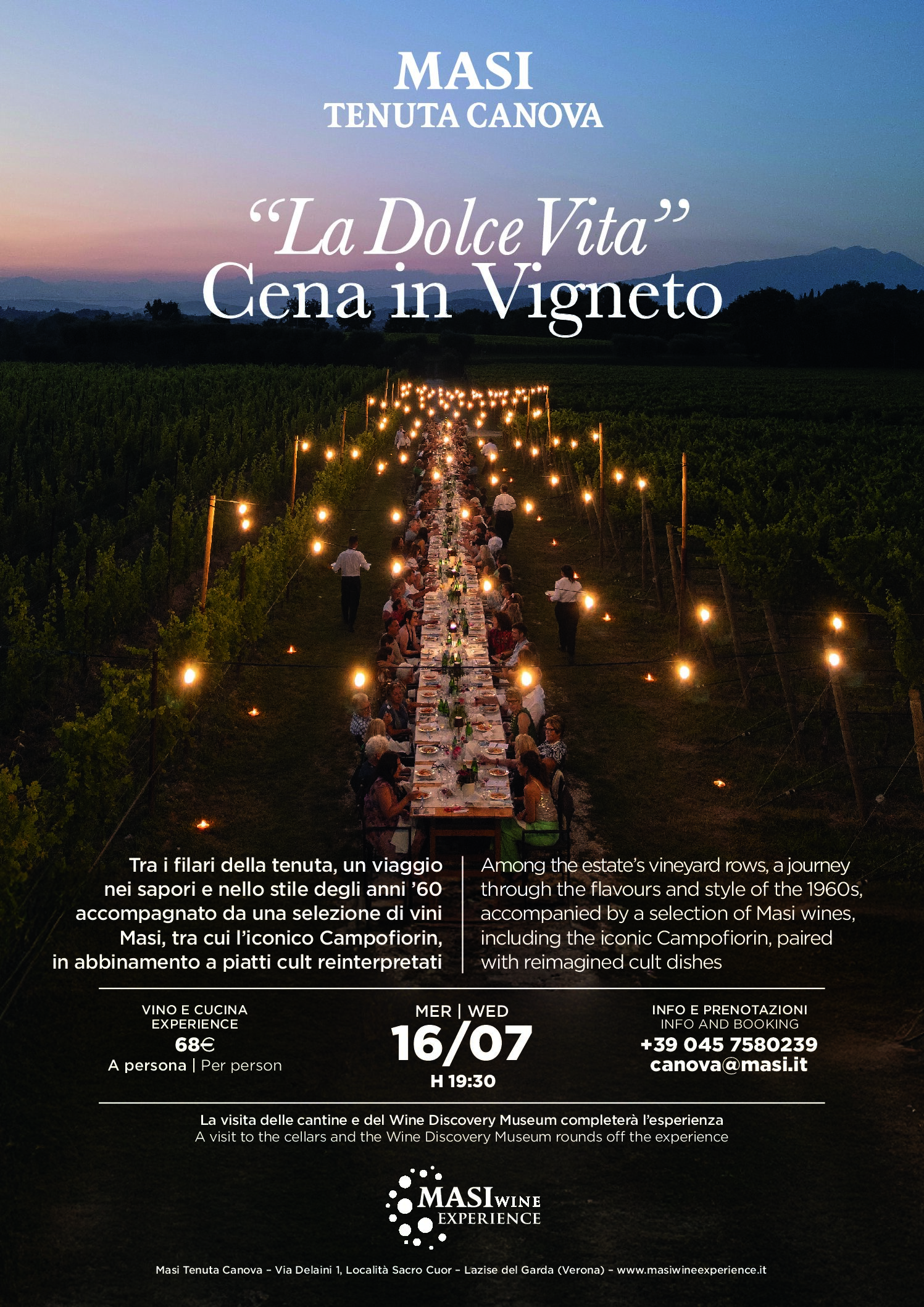 Masi Wine Experience: cena in vigneto “La dolce vita”